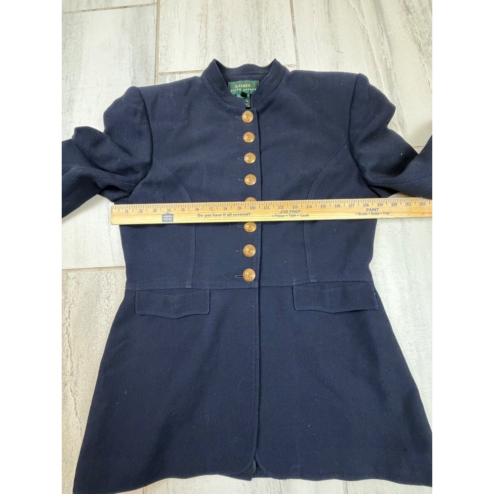 Vintage Lauren Ralph Lauren Navy Blue Wool Skirt Suit Gold Crest Buttons Size 12 - Picture 4 of 13